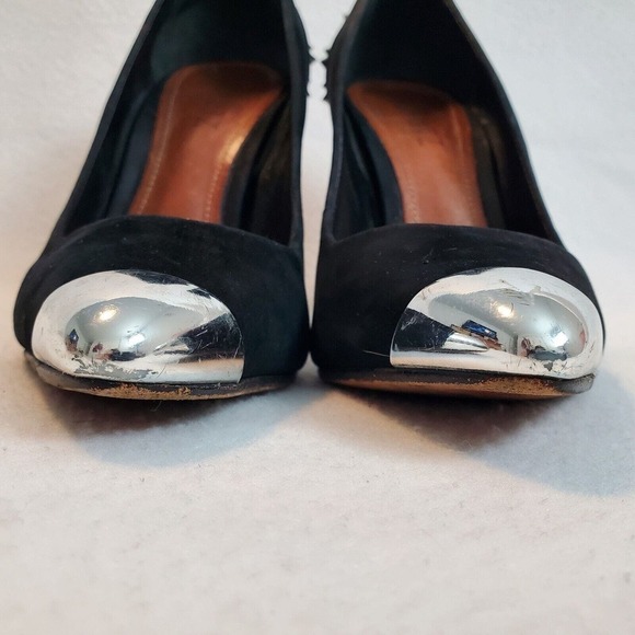 Schutz Black Leather Pointed Toe Slip On Silver Spikes and Stiletto Heel Sz 6.5B - Picture 8 of 8